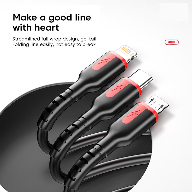 Dây Cáp Sạc Nhanh 6A 100W 3 Trong 1 Chuyên Dụng Cho Xe Hơi