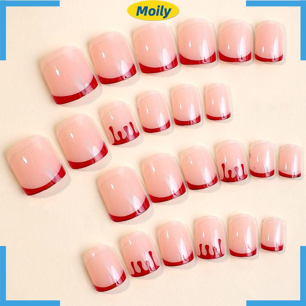 MOILYVN Bộ Móng Tay Giả Đầu Vuông Chống Nước Che Phủ Toàn Diện Phong Cách Halloween Dành Cho Nữ