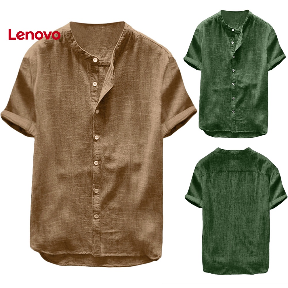 Áo Sơ Mi Cotton Lanh Ngắn Tay Màu Sắc Đơn Giản Họa Tiết Hoa Hướng Dương Cài Nút Thời