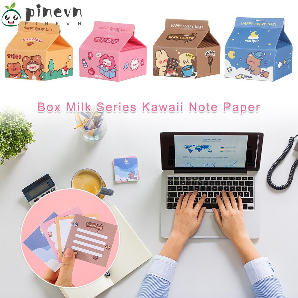 PINEVN 200 Tờ Giấy Ghi Nhớ ​Hộp Sữa Kawaii Dùng Trong Văn Phòng ​Miếng Dán Trang Trí Bằng Giấy Thiết Kế Dễ Thương