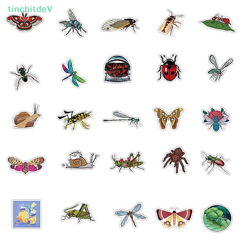 Bộ 50 Miếng Dán Hình Côn Trùng / Bọ Rùa / Bướm / Graffiti Độc Đáo
