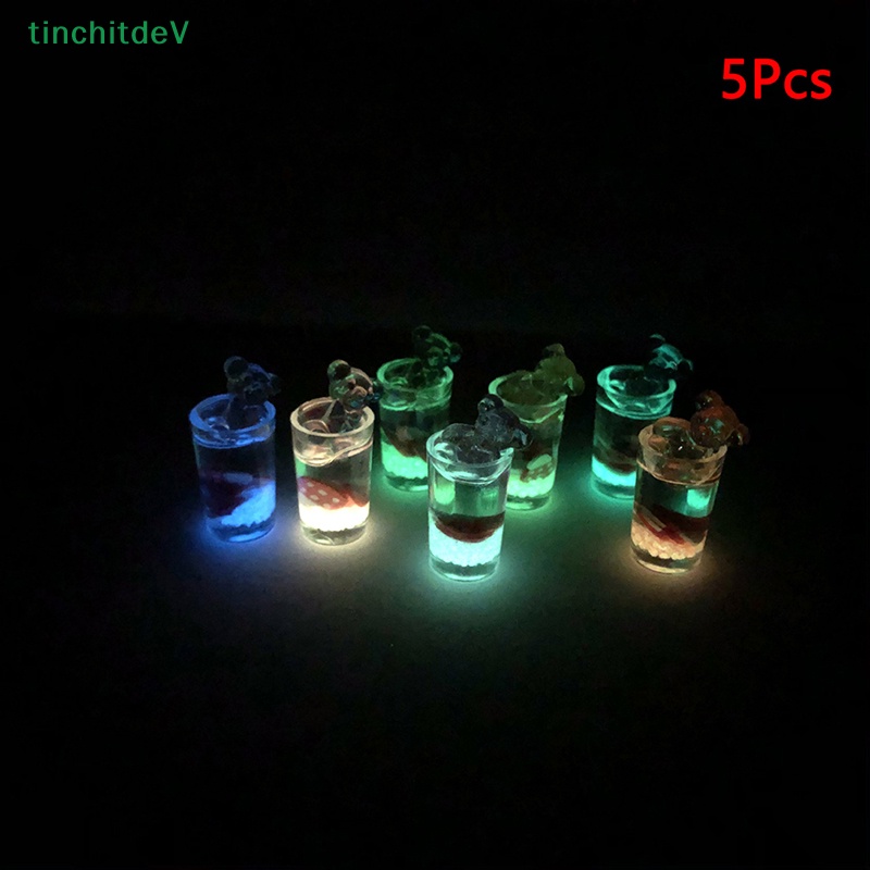 [TinchitdeV] Bộ 5 Cốc Uống Nước Mini Dạ Quang Hình Gấu Phụ Kiện Thu Nhỏ [Mới]