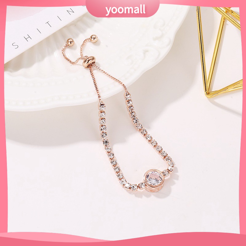 Vòng Tay Đính Đá Zircon Hình Trái Tim Lấp Lánh Phong Cách Hàn Quốc Cho Nữ