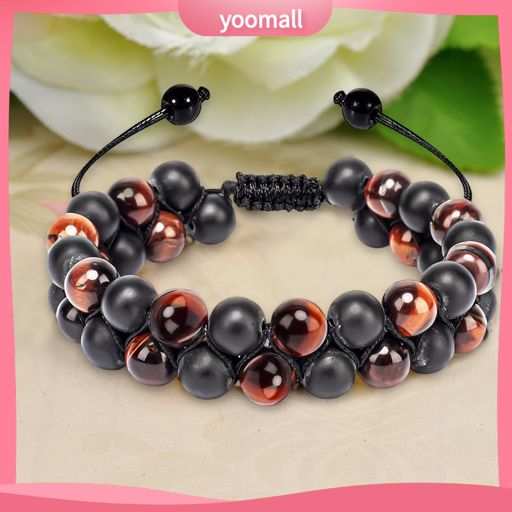 [YM] Vòng Tay Chuỗi Hạt Đá Mắt Hổ Hai Lớp Có Thể Điều Chỉnh Phong Cách Đơn Giản Bảo Vệ Sức Khỏe Hàng Ngày Cho Nam Và Nữ