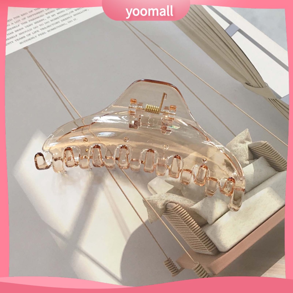 Kẹp Tóc Càng Cua Bằng PC Trong Suốt Co Giãn Chống Trượt Màu Trơn Thời Trang