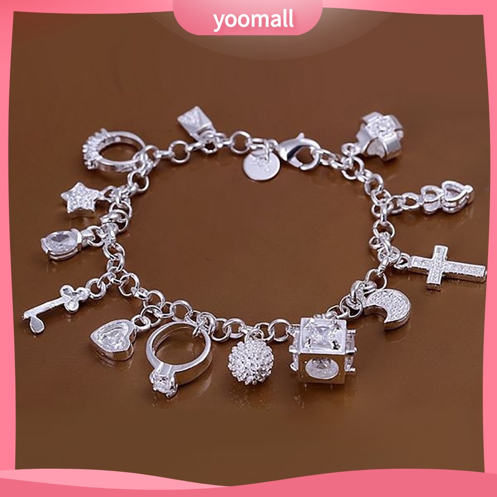 Vòng Tay Mạ Bạc Mặt Thánh Giá / Mặt Trăng / Ngôi Sao 13 Kiểu Thời Trang Cho Nữ