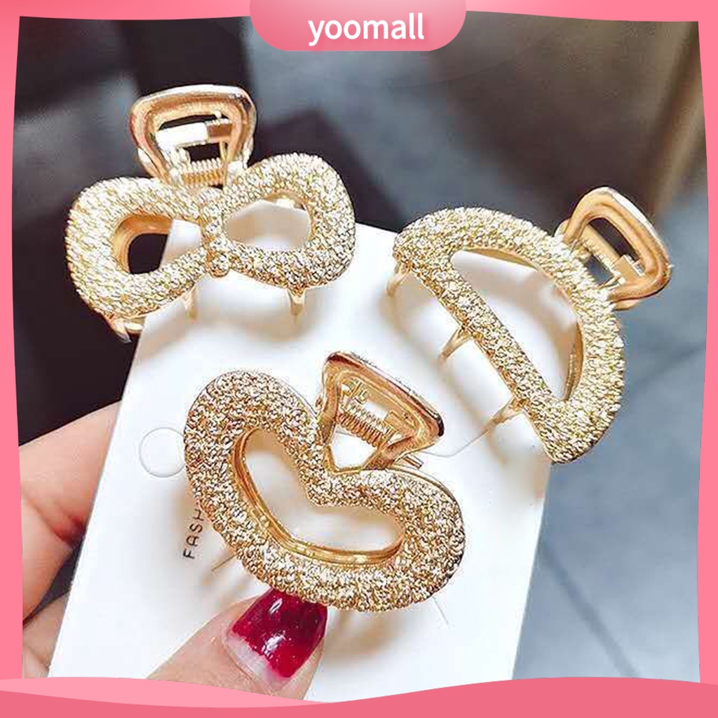 [YM] Kẹp Tóc Kẹp Móng Vuốt Nhiều Kiểu Dáng Đơn Giản Thanh Lịch Sáng Bóng Hình Nơ / Chữ Nhật / Trái Tim / Mặt Trăng / Elip Bằng Hợp Kim