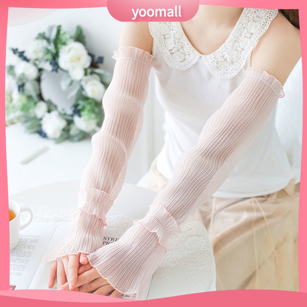 1 Đôi Găng Tay Chống Tia UV Màu Sắc Đơn Giản Thấm Hút Mồ Hôi Dành Cho Đạp Xe