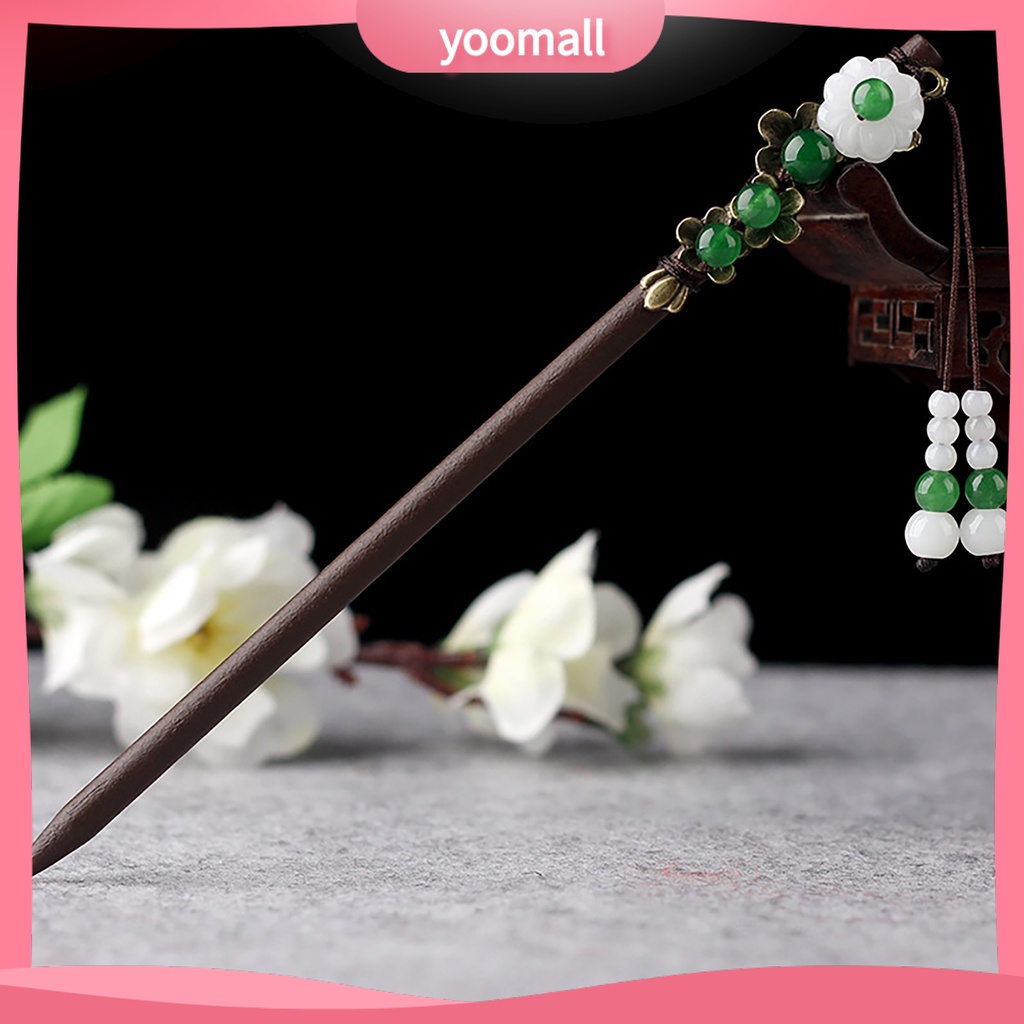 Trâm Cài Tóc Bằng Gỗ Đính Tua Rua Phong Cách Trung Hoa Cổ Điển