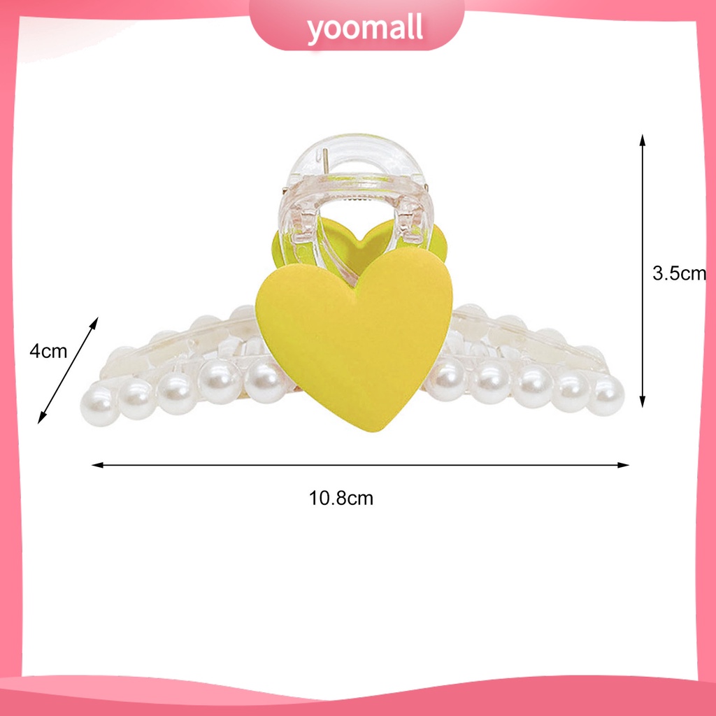 Kẹp Tóc Hình Trái Tim Đính Ngọc Trai Giả Bằng Nhựa Chống Trượt