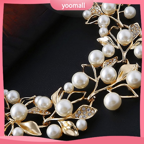 Vòng Cổ Choker Mặt Hình Lá Đính Ngọc Trai Nhân Tạo Sang Trọng Thời Trang Dành Cho Nữ