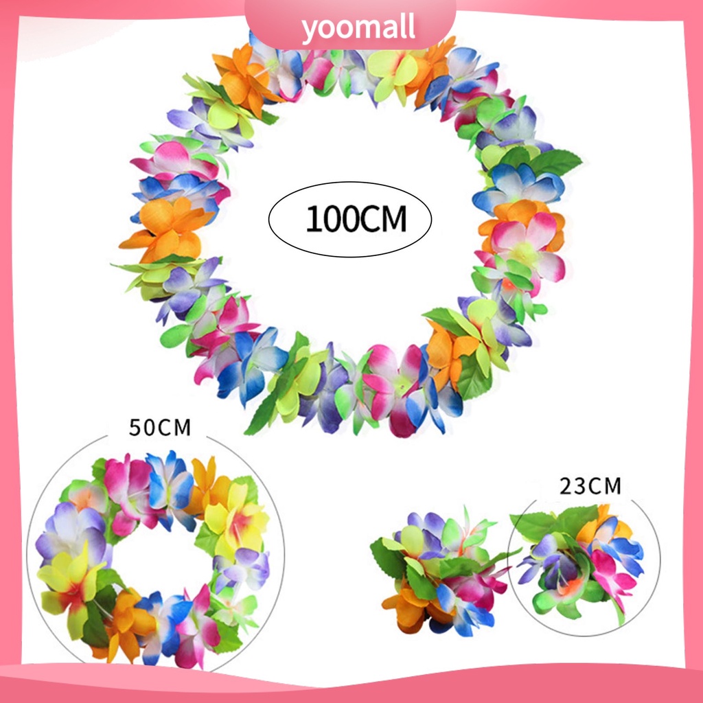 Set 4 Vòng Hoa Đeo Cổ / Vòng Tay / Dây Chuyền 80 Màu Sắc Phong Cách Hawaii