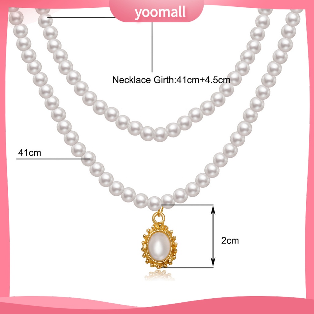 Vòng cổ Hai Lớp Đính Ngọc Trai Nhân Tạo Thời Trang Dành Cho Nữ