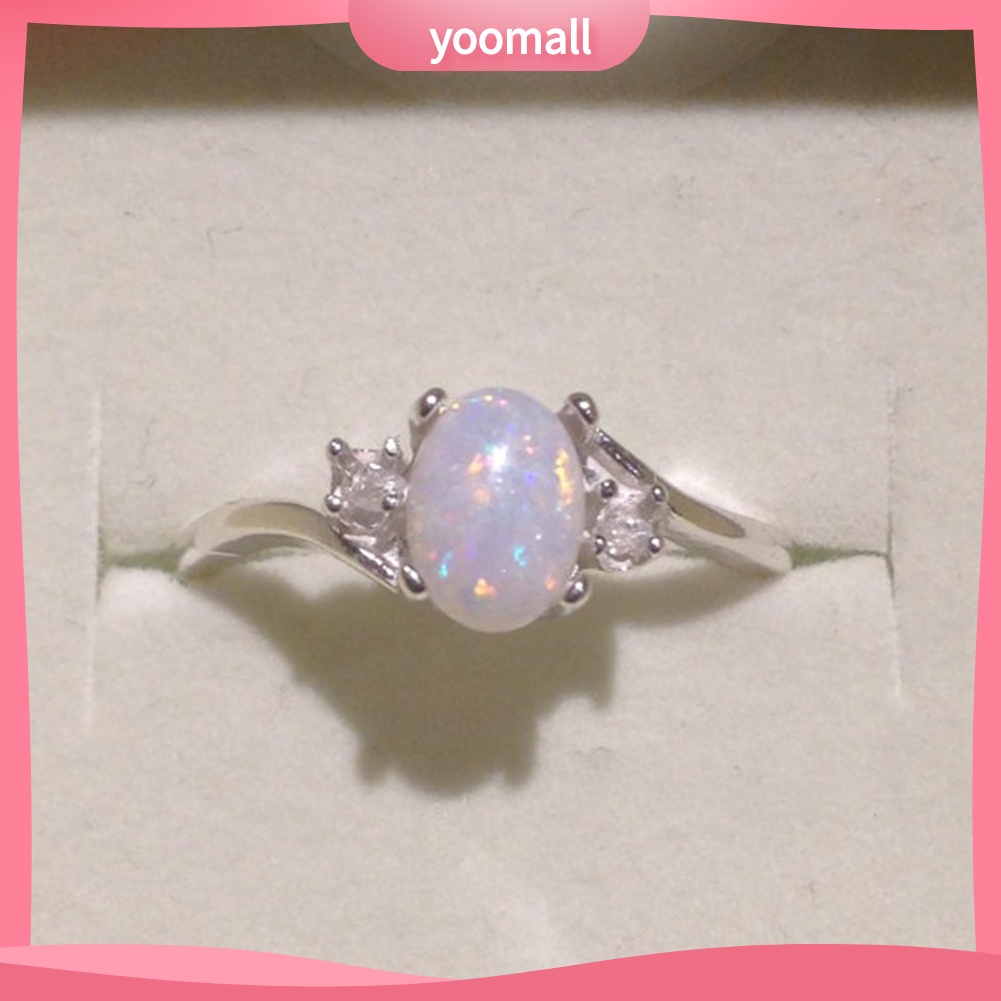 Nhẫn Đính Hôn Hợp Kim Đính Đá Opal Thanh Lịch Thời Trang Cho Nữ