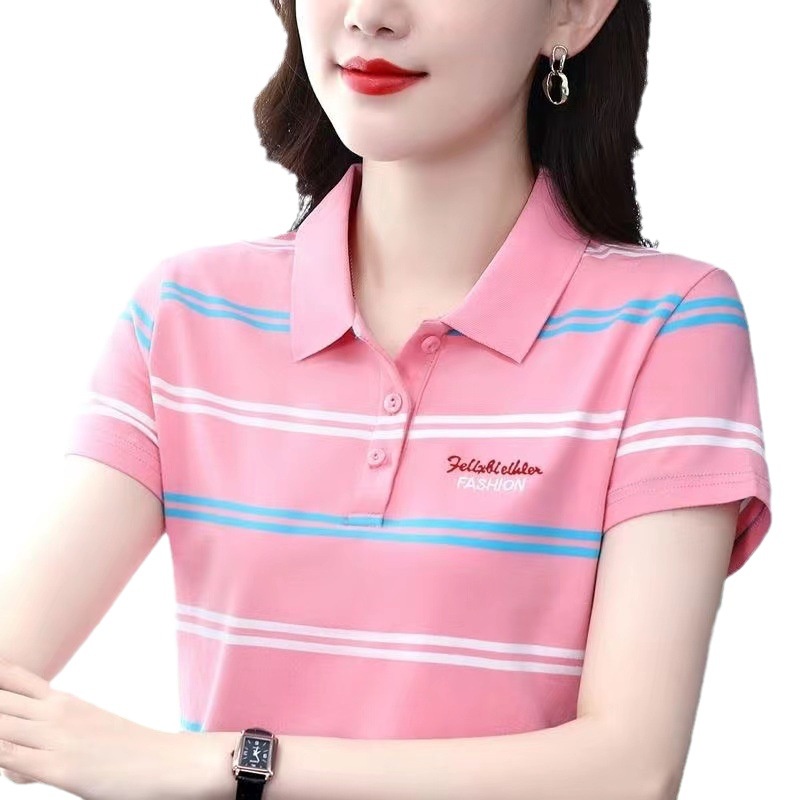 Áo Thun polo Tay Ngắn Họa Tiết Sọc Theo Phong Cách Mới