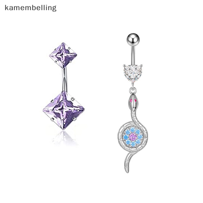 Kamembelling Khuyên Rốn Bằng Thép Không Gỉ Dát Đá Zircon Làm Quà Tặng Cho Nữ