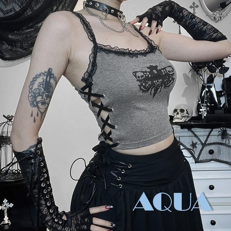 Áo Hai Dây Sát Nách Phối Ren Họa Tiết Bươm Bướm Thời Trang Mùa Hè Cho Nữ