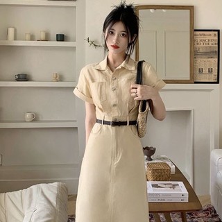 Đầm Sơ Mi Cổ POLO Dáng Ôm Xẻ Tà Thời Trang Mùa Hè Dành Cho Nữ