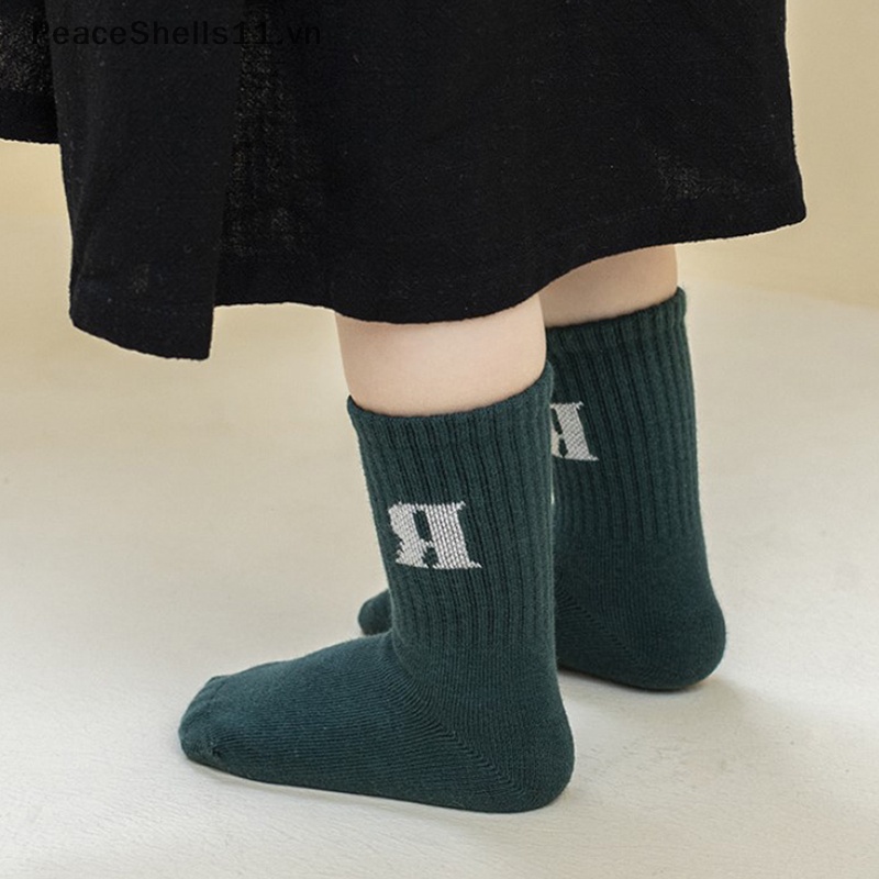 Vớ Ngủ Cotton Màu Trơn In Chữ Màu Trắng Dễ Thương Cho Bé