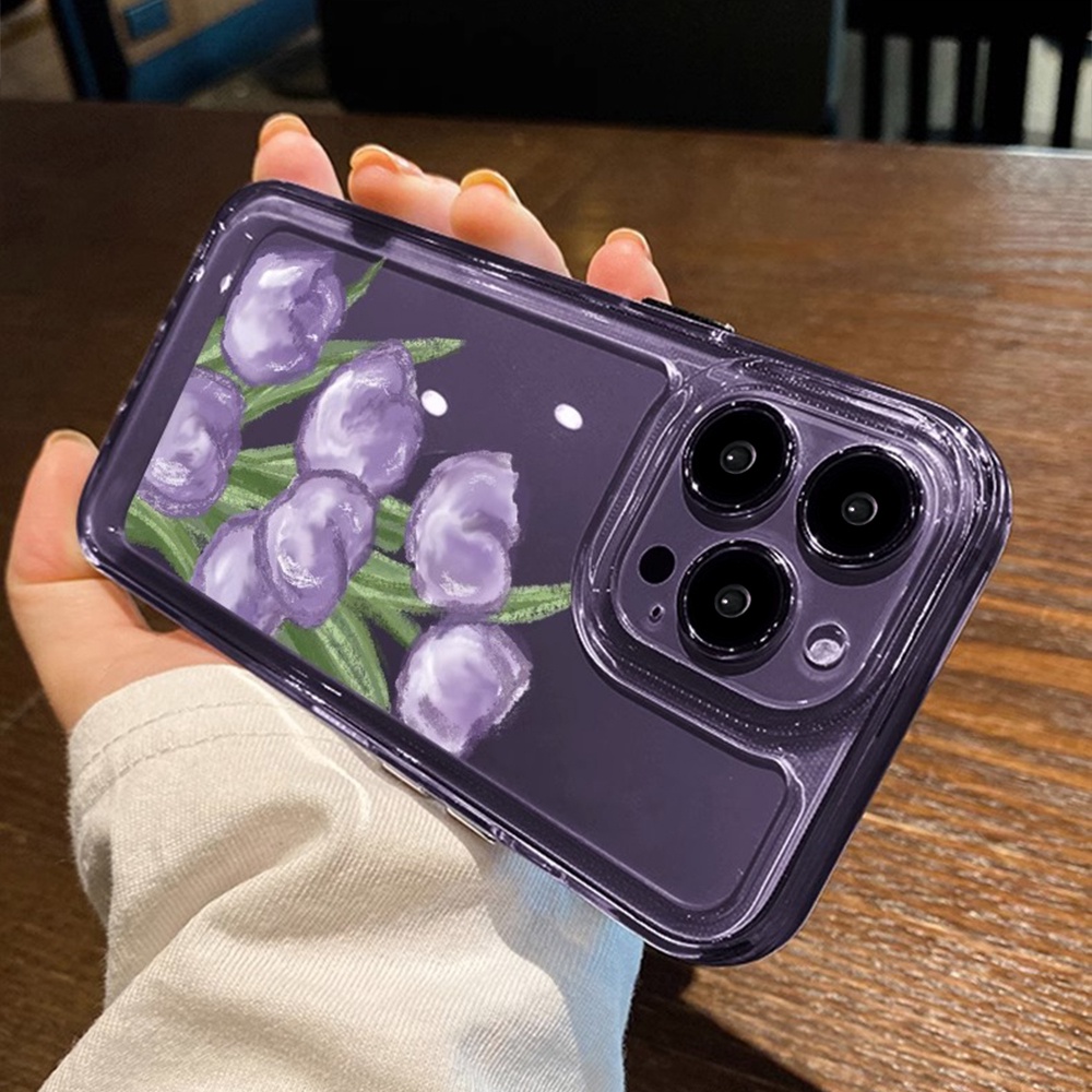 Ốp Điện Thoại TPU Mềm Chống Rơi Chống Bụi Bẩn Họa Tiết Hoa Tulip Cho IPhone 14 13 12 11 Pro Max X XR 8 7 Plus