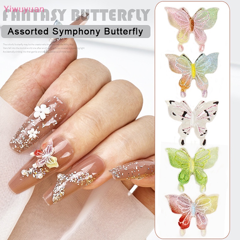 Set 20 Bươm Bướm 3D Đính Móng Tay Nghệ Thuật Mới