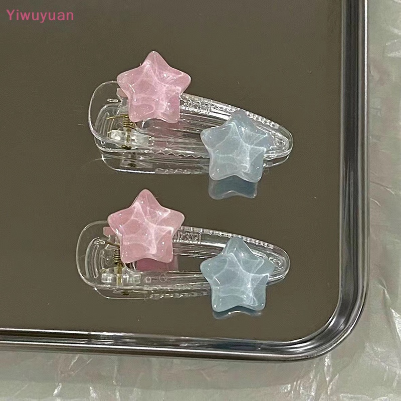 < Yiwuyuan > Kẹp Tóc Hình Ngôi Sao Năm Cánh Màu Xanh Dương Hồng Dễ Thương Ngọt Ngào Quyến Rũ Dành Cho Nữ Y2k