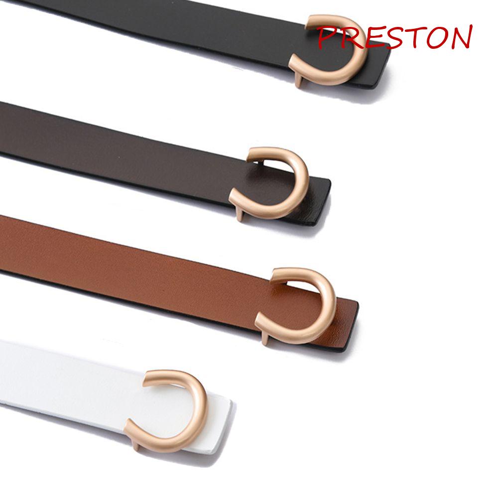 PRESTON Thắt Lưng Da PU Màu Trơn Khóa Kim Loại Hình Chữ C Dễ Phối Đồ Thời Trang Cho Nữ