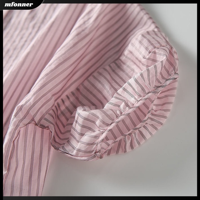 Áo Thun Tay Ngắn Cổ Tròn Họa Tiết Kẻ Sọc Ngang Thời Trang Mùa Hè Cho Nữ