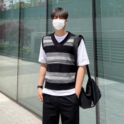 Áo Len Không Tay Cổ Chữ V Thời Trang Hàn Quốc Cho Nam