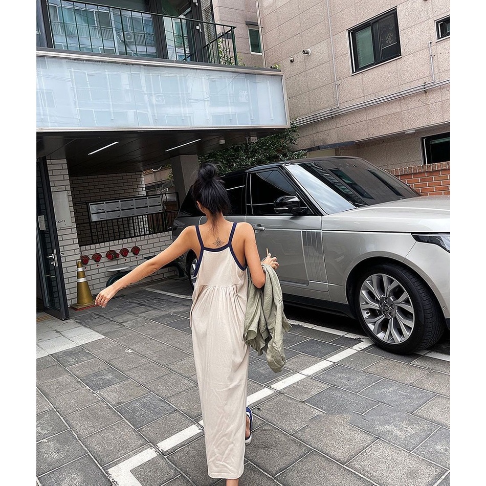 Đầm Hai Dây Dài Qua Gối In Họa Tiết Hoạt Hình Phong Cách Hàn Quốc Thời Trang Cho Nữ