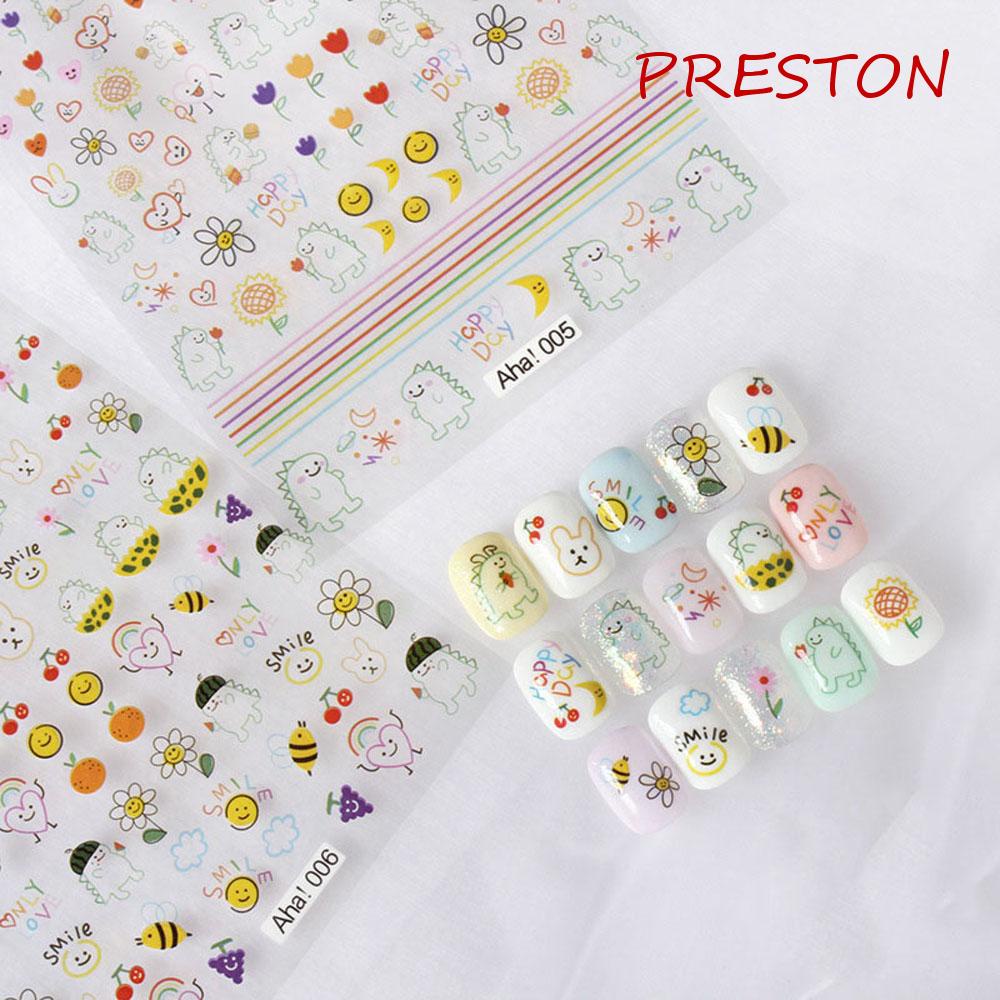 Miếng Dán Trang Trí Móng Tay Tự Dính Họa Tiết Hoạt Hình Gấu Và Hoa Xinh Xắn DIY