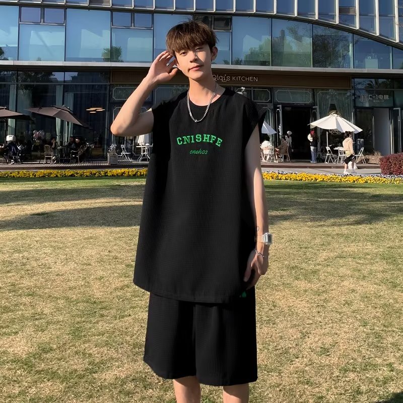 Set Áo Thun Sát Nách Và Quần Short Thể Thao Phong Cách Hong Kong Thời Trang Mùa Hè Mới Cho Nam