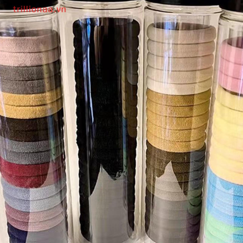 Hộp 20 Dây Buộc Tóc Co Giãn Màu Trơn Đơn Giản