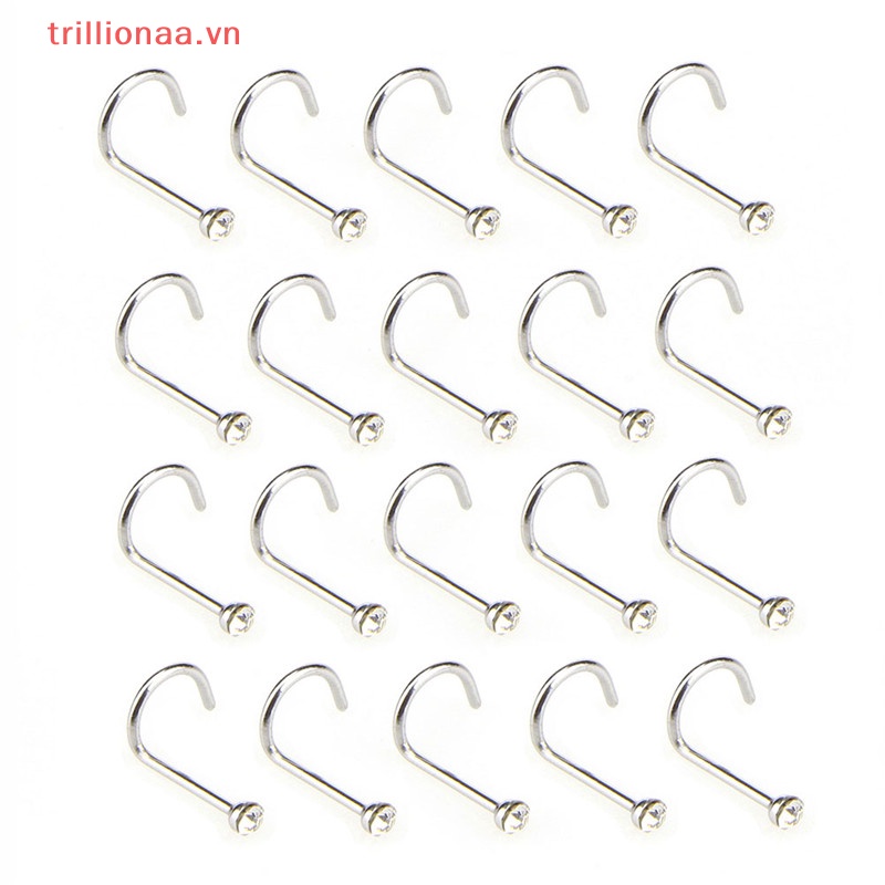 Set 20 Khuyên Mũi Bằng Thép Không Gỉ Đính Đá Cá Tính