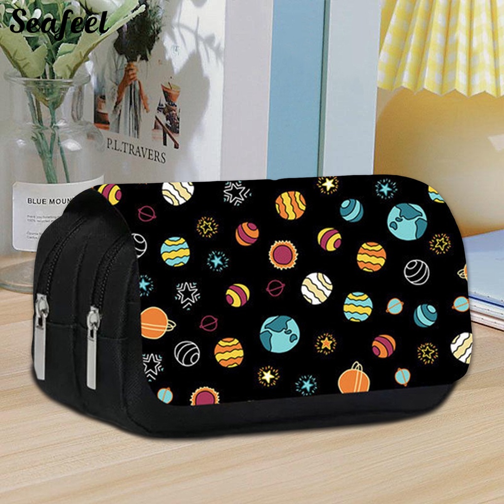 Túi Đựng Bút Hai Ngăn Nắp Lật Chống Thấm Nước Họa Tiết Sao Biển