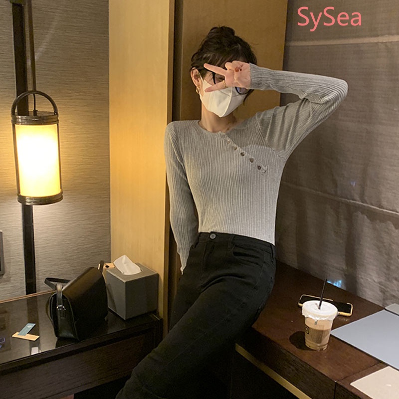 Áo Dệt Kim Tay Dài Dáng Ôm Phong Cách Thời Trang Hàn Quốc Dành Cho Nữ