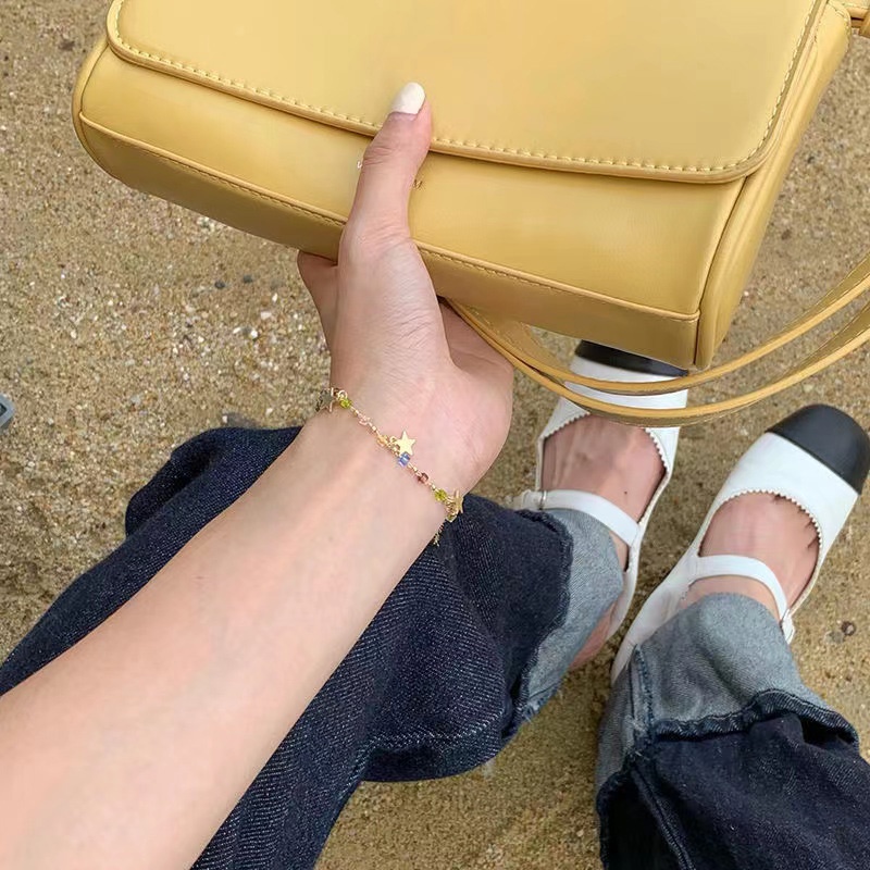 Vòng Tay Chuỗi Hạt Pha Lê Hình Ngôi Sao Năm Cánh Màu Sắc Ngọt Ngào