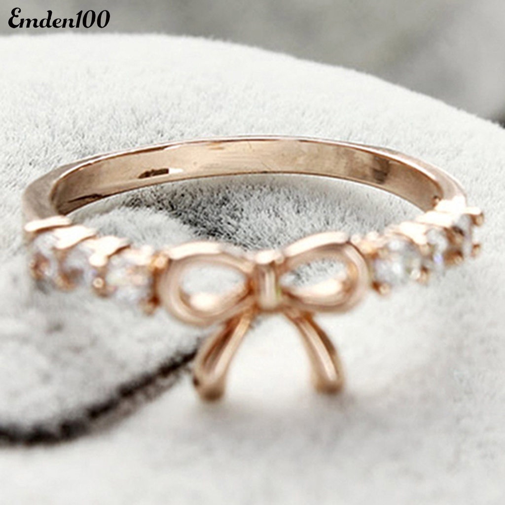 Nhẫn Đính Đá Hình Nơ Đơn Giản Thanh Lịch Dành Cho Nữ