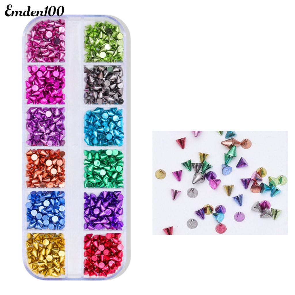 1 Hộp Phụ Kiện Đinh Tán Trang Trí Móng Tay 12 Ngăn Không Phai Màu Chống Rơi Có Thể Tháo Rời DIY