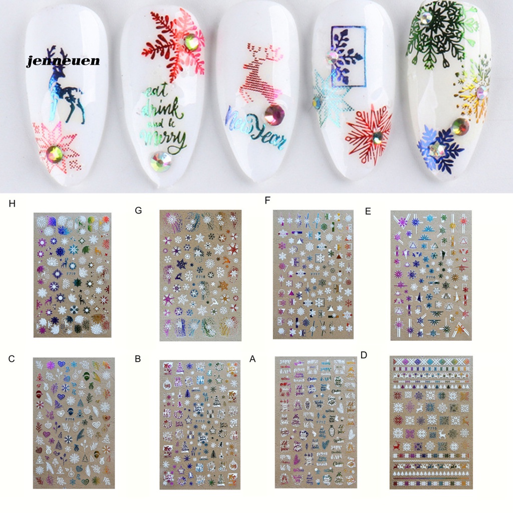 Miếng Dán Trang Trí Móng Tay 3D Gọn Nhẹ Họa Tiết Bông Tuyết Giáng Sinh Dành Cho Nữ