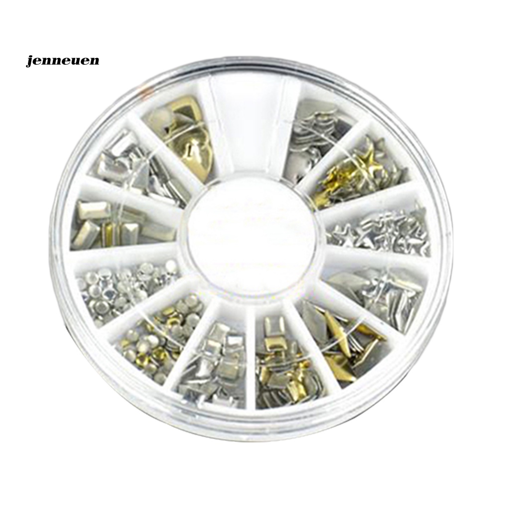 Set 120 Phụ Kiện Trang Trí Móng Tay Nghệ Thuật Bằng Kim Loại Màu Vàng / Bạc Dành Cho Nữ