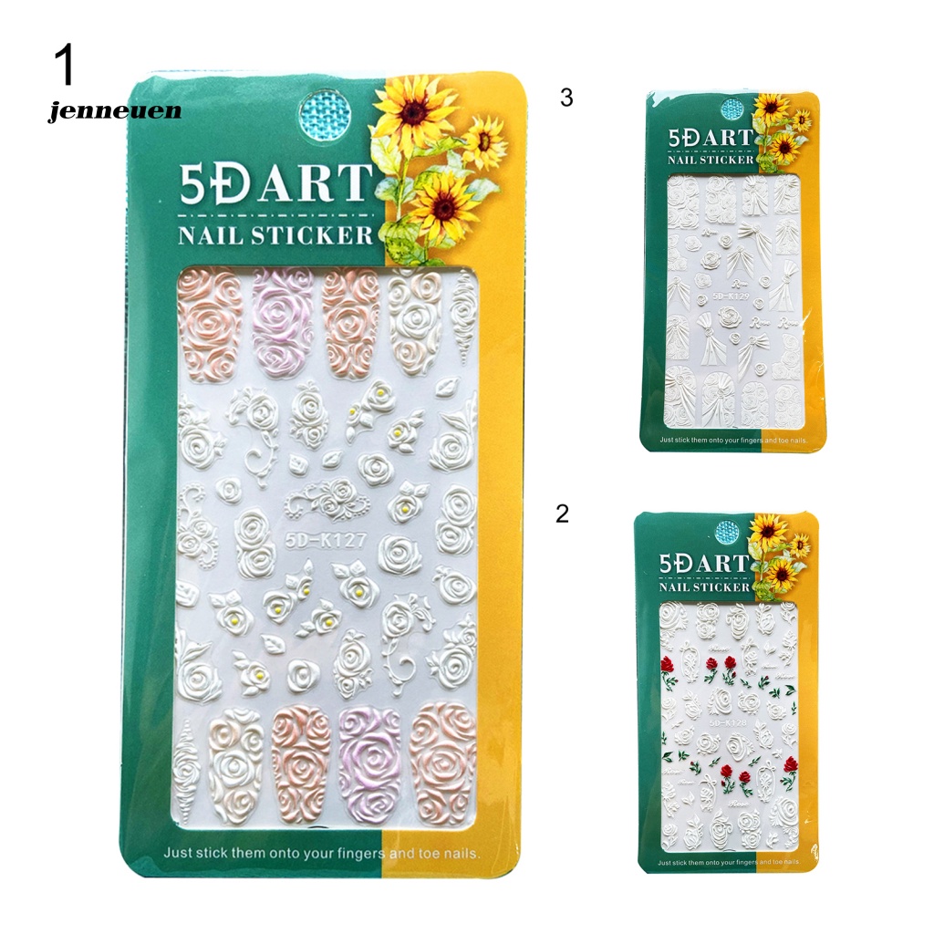 Miếng Dán Trang Trí Móng Tay Họa Tiết Hoa Hồng Trắng Xinh Xắn