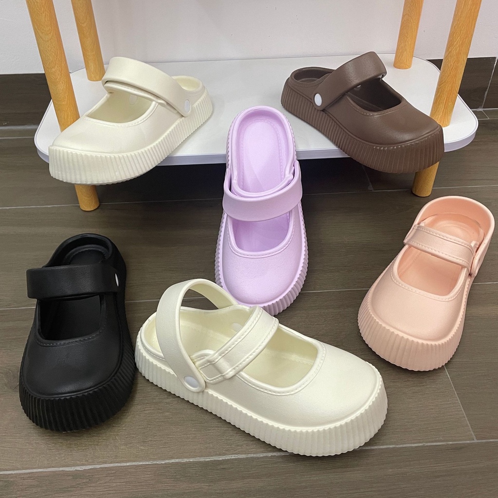 Dép Bít Mũi EVA Dày Dặn Màu Trơn Đơn Giản Thời Trang Mùa Hè Cho Nữ