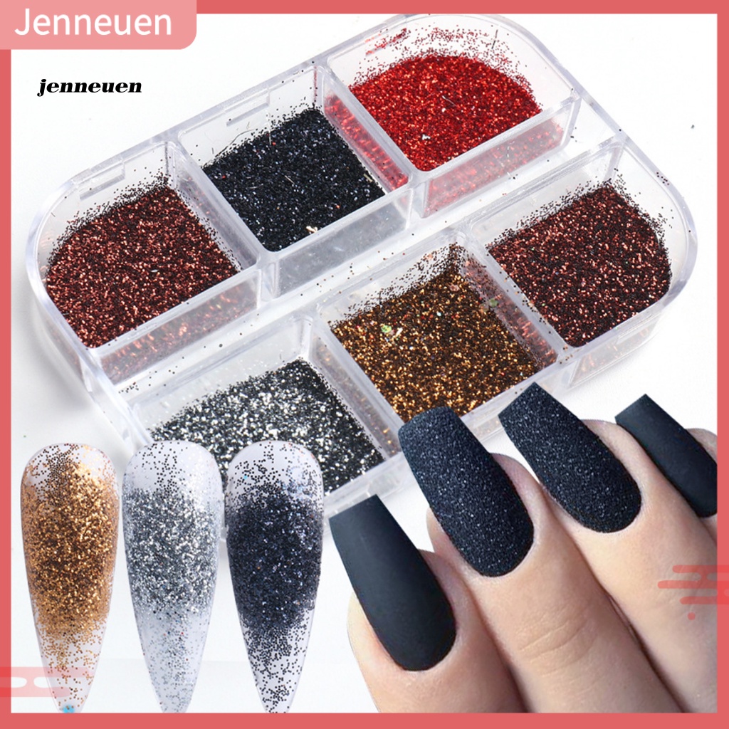 Hộp 6 Ngăn Đựng Bột Nhúng Trang Trí Móng Tay Cho Nữ