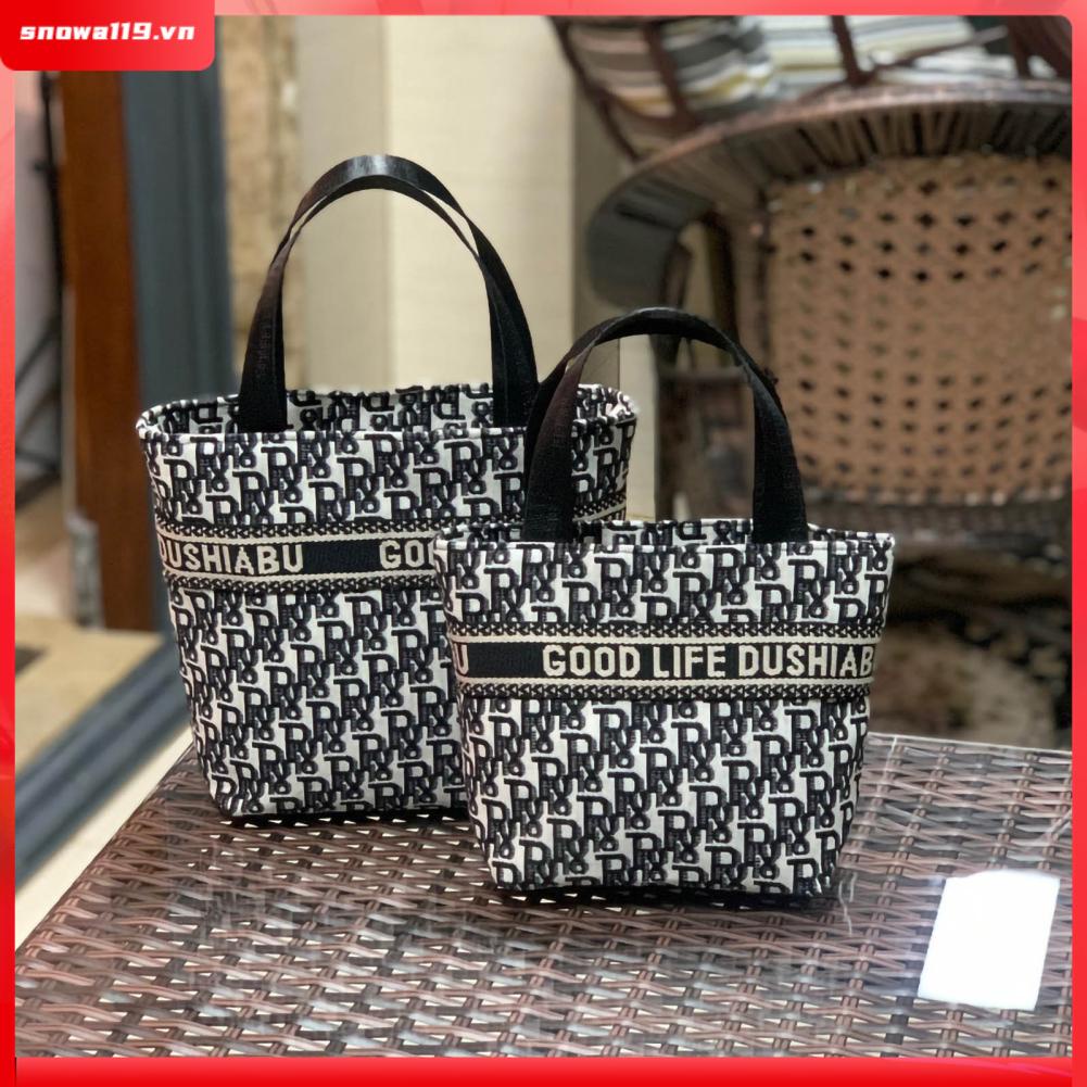 BigBags Túi Xách Vải Dung Tích Lớn Thời Trang Tay Cầm Thoải Mái Mỹ Phẩm Điểm Đựng Đồ Ăn Trưa Cho Nữ