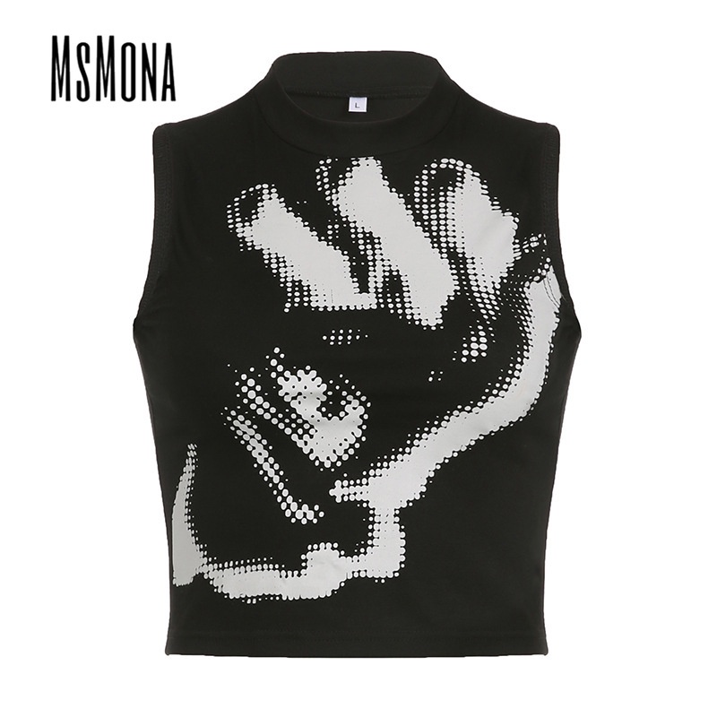 Áo Sát Nách Cổ Tròn In Họa Tiết Cử Chỉ Đường Phố Thời Trang 2023 Cho Nữ