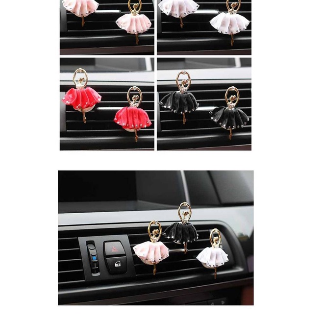 Cute with Diamonds Ballet Girl Car Vent Decoration for Car Interior Decorations Air Conditioner Perfume Jasmine Scented Green Tea Clip JPMG