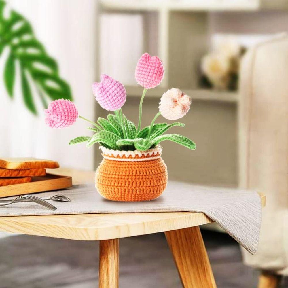 Bộ Dụng Cụ Đan Móc Len Thủ Công Hình Hoa Tulip Nhiều Màu Sắc