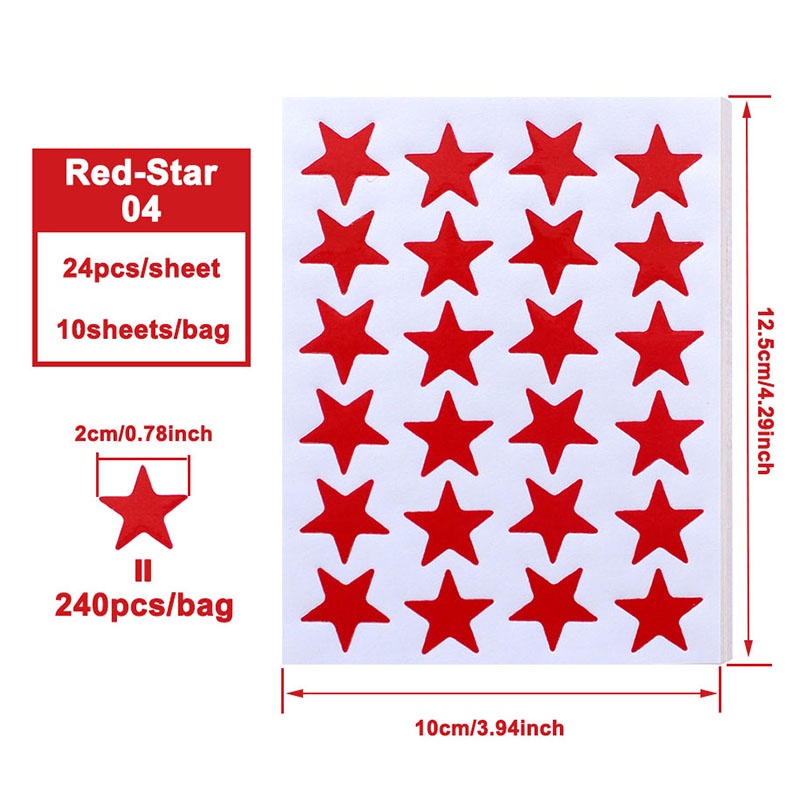 Set 10 Tấm Nhãn Dán Hình Ngôi Sao Năm Cánh Dùng Làm Phần Thưởng Cho Giáo Viên