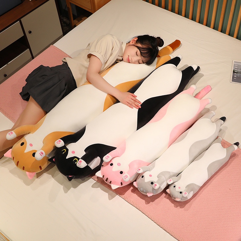 Rytanda Mèo đen ôm gối mèo búp bê dài mèo đen 50cm dễ thương mèo ôm gối Teddy gấu bông đồ chơi sang trọng cho trẻ em quà sinh nhật